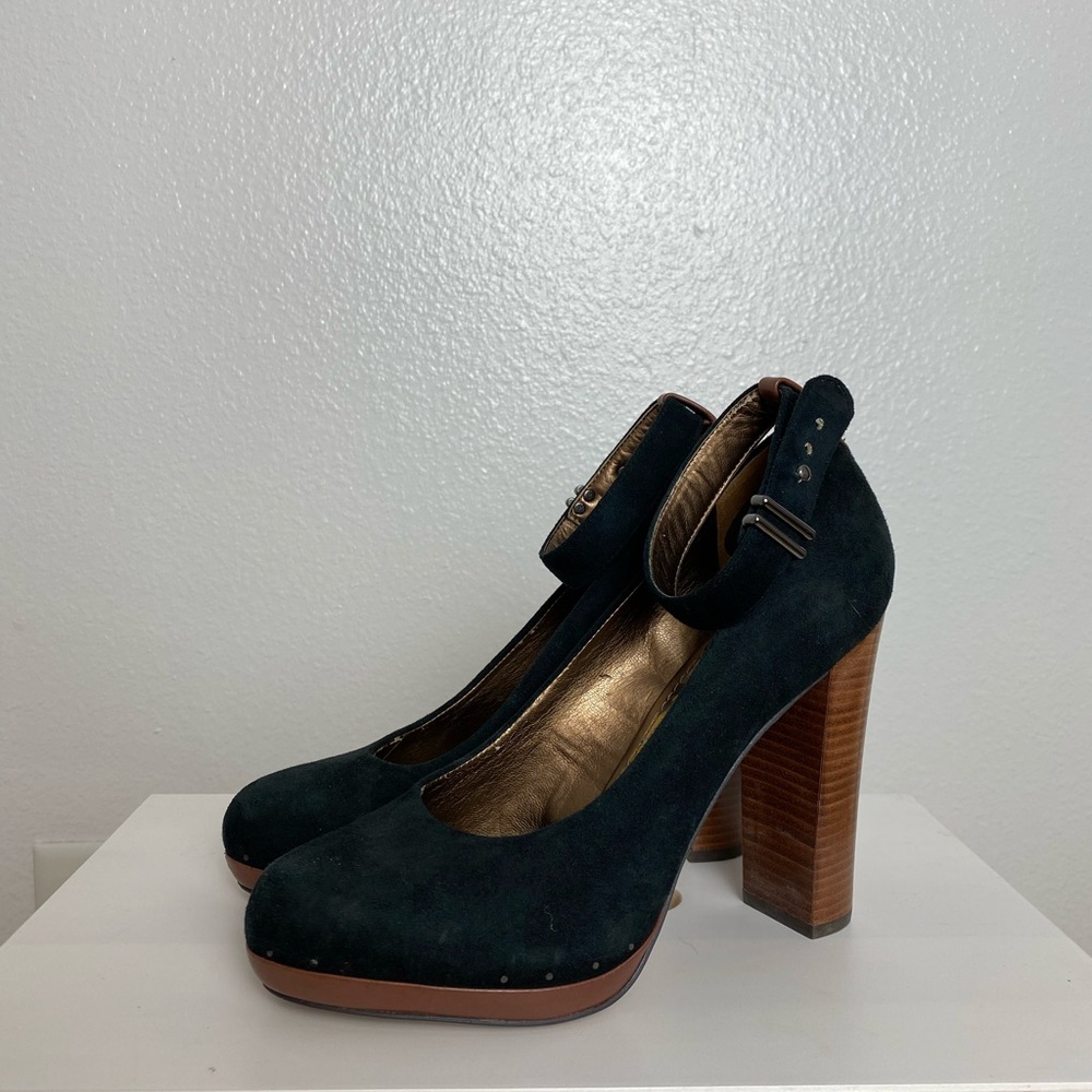 Sam Edelman Lyla Black Suede Ankle Strap Pumps 7.5